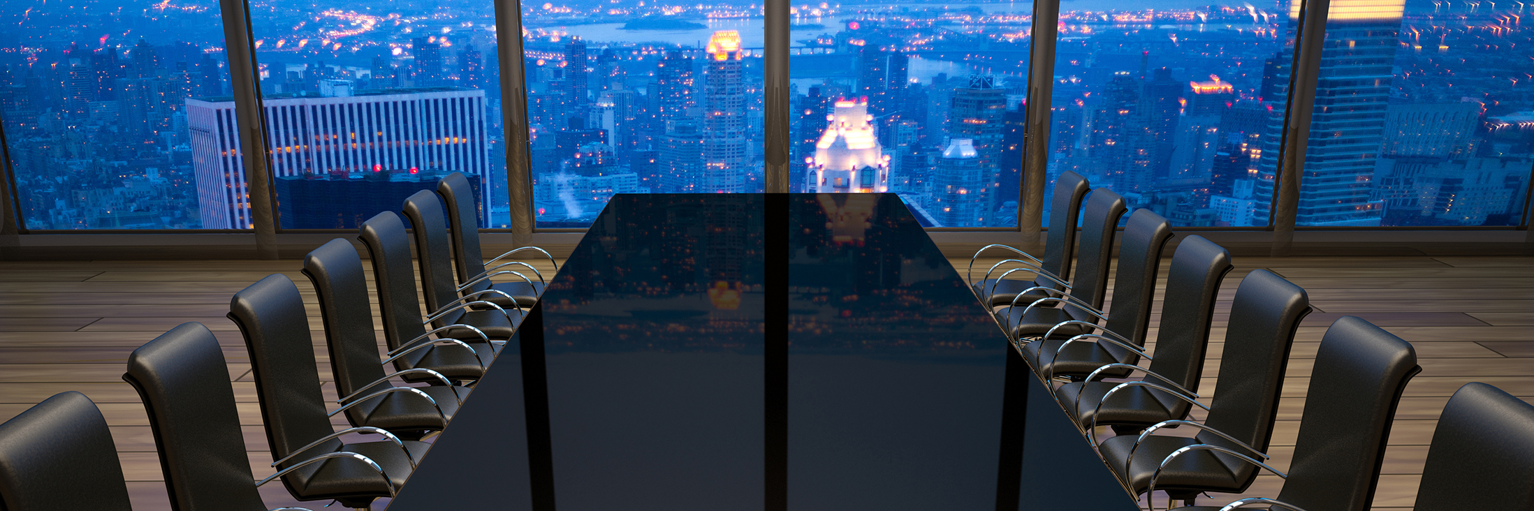 empty boardroom in an office at New York City